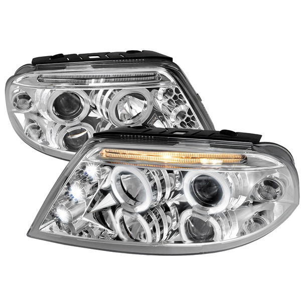 2001-2005 Volkswagen Passat Dual Halo Projector Headlights (Chrome Housing/Clear Lens)