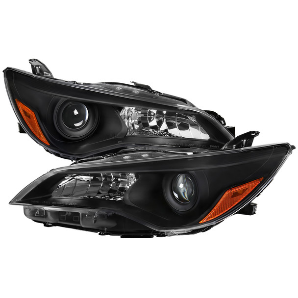 2015-2017 Toyota Camry Projector Headlights w/ Amber Reflectors (Matte Black Housing/Clear Lens)