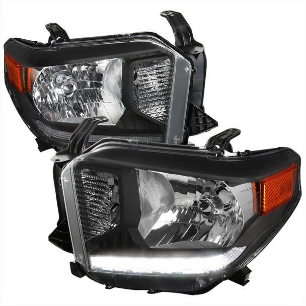 2014-2021 Toyota Tundra Factory Style Headlights w/ LED Light Strip (Matte Black Housing/Clear Lens)