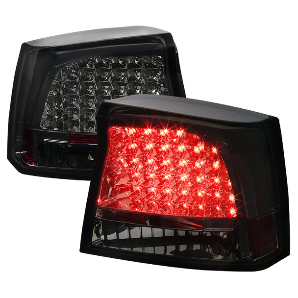 2005-2008 Dodge Charger LED Tail Lights (Chrome Housing/Smoke Lens)