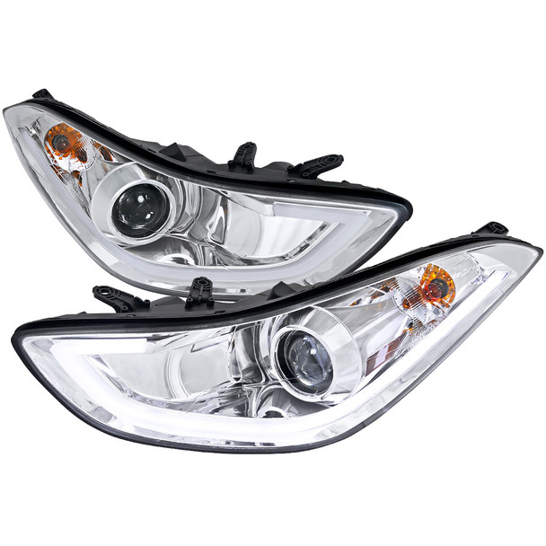 2011-2013 Hyundai Elantra LED Bar Projector Headlights (Chrome Housing/Clear Lens)
