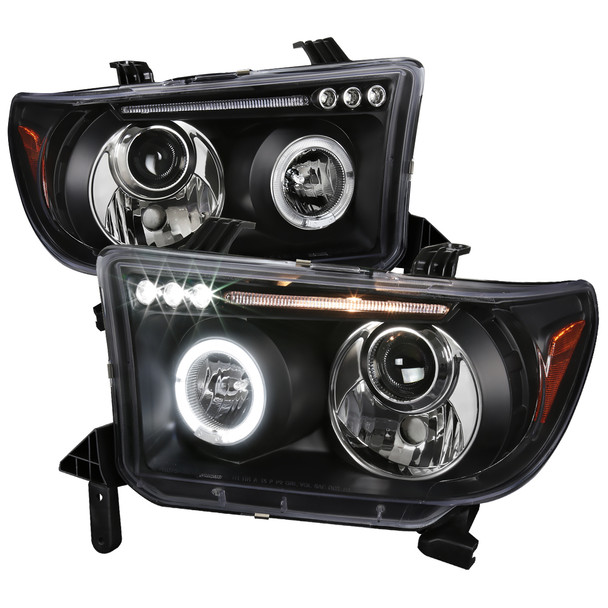 2007-2013 Toyota Tundra/ 2008-2017 Sequoia Single Halo Projector Headlights (Matte Black Housing/Clear Lens)