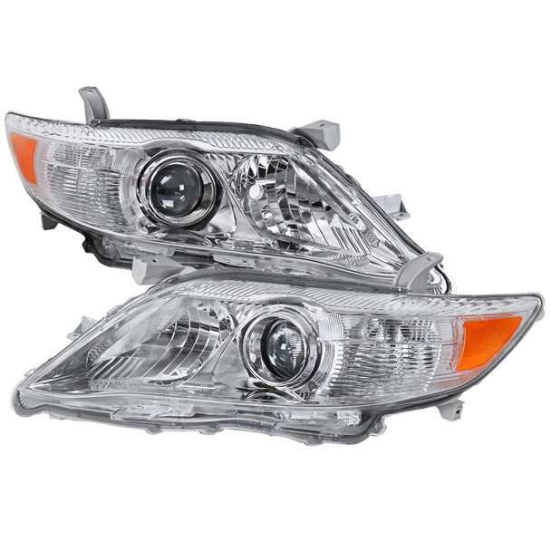 2010-2011 Toyota Camry Projector Headlights w/ Amber Reflectors (Chrome Housing/Clear Lens)