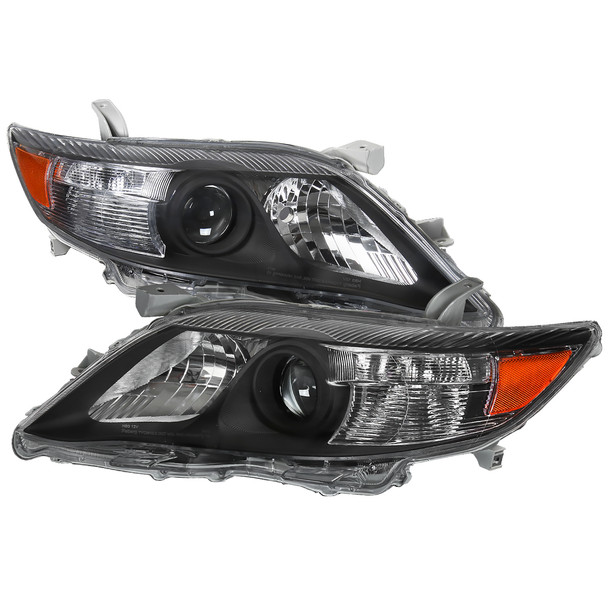 2010-2011 Toyota Camry Projector Headlights w/ Amber Reflectors (Matte Black Housing/Clear Lens)