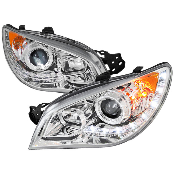 2006-2007 Subaru Impreza WRX/STI Projector Headlights w/ LED Light Strip (Chrome Housing/Clear Lens)