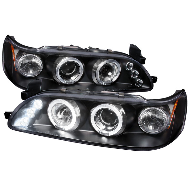 1993-1997 Toyota Corolla Dual Halo Projector Headlights (Matte Black Housing/Clear Lens)