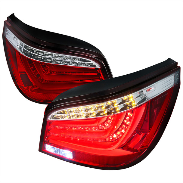 2008-2010 BMW E60 5 Series Sedan LED Tail Lights (Chrome Housing/Red Lens)