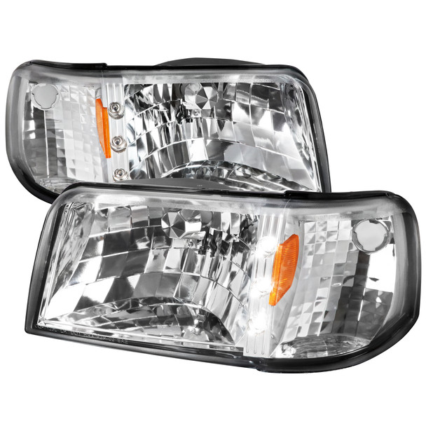 1993-1997 Ford Ranger Factory Style V2 Headlights w/ Corner Signal Lights (Chrome Housing/Clear Lens)