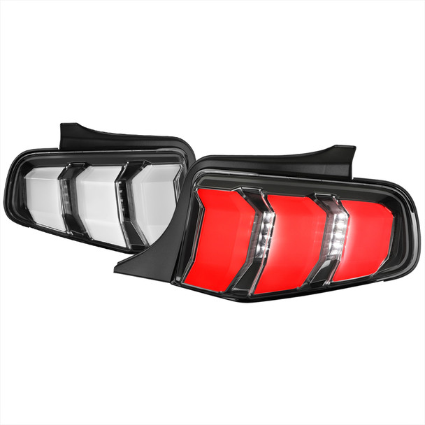2010-2012 Ford Mustang Sequential LED Tail Lights (Matte Black Housing/Clear Lens)