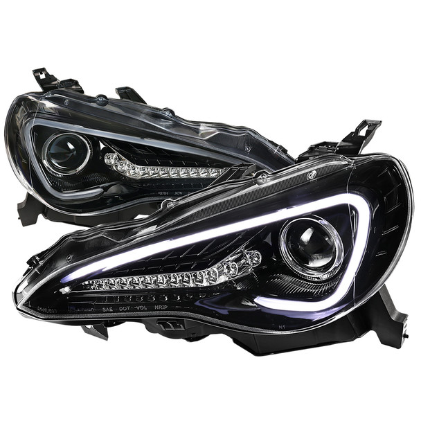 2012-2017 Scion FRS/ Toyota 86 LED Bar Projector Headlights w/ Sequential Turn Signal Lights (Jet Black Housing/Clear Lens)
