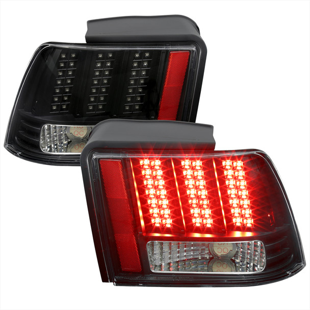 1999-2004 Ford Mustang Sequential LED Tail Lights - RS (Matte Black Housing/Clear Lens)