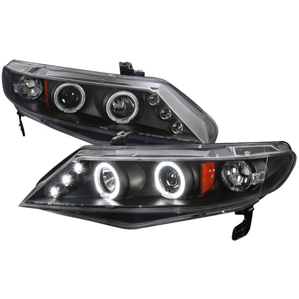 2006-2011 Honda Civic Sedan Dual Halo Projector Headlights (Matte Black Housing/Clear Lens)