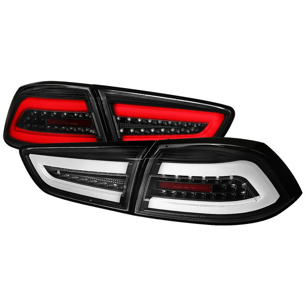 2008-2017 Mitsubishi Lancer / 2008-2015 Lancer EVO X Sedan LED Tail Lights (Matte Black Housing/Clear Lens)