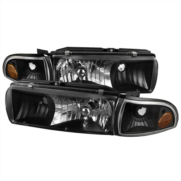 1991-1996 Chevrolet Caprice / 1994-1996 Impala Factory Style Crystal Headlights w/ Corner Signal Lights (Matte Black Housing/Clear Lens)