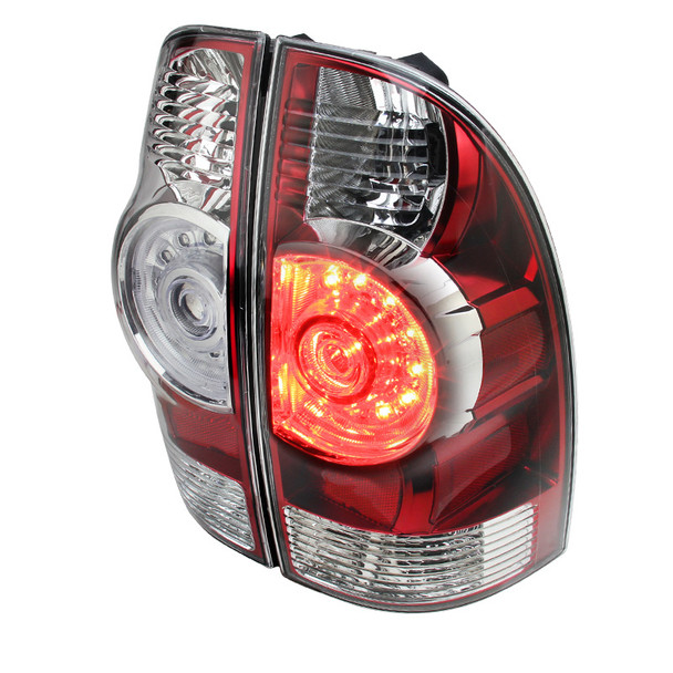 2005-2015 Toyota Tacoma LED Tail Lights (Chrome Housing/Red Clear Lens)