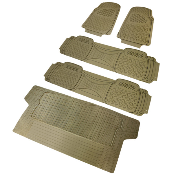 Universal PVC Rubber Floor Mats - 5PC (Beige)