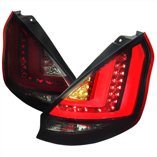 2011-2013 Ford Fiesta Hatchback LED Tail Lights (Chrome Housing/Red Smoke Lens)