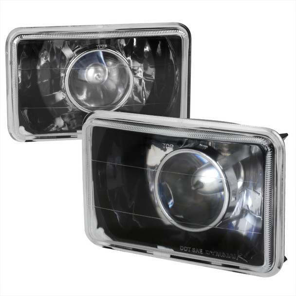 Universal 4"x6" H4 Projector Headlights (Matte Black Housing/Glass Lens)