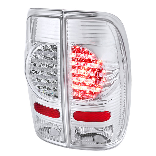 1997-2007 Ford F-150/F-250/F-350/F-450/F-550 Styleside V2 LED Tail Lights - RS (Chrome Housing/Clear Lens)