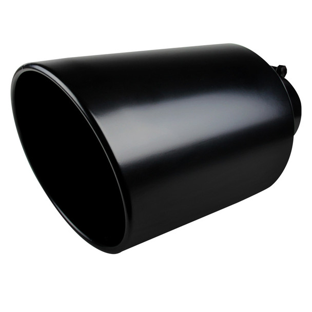 Universal 4" Inlet/8" Outlet Black Stainless Steel Bolt-On Angled Exhaust Tip