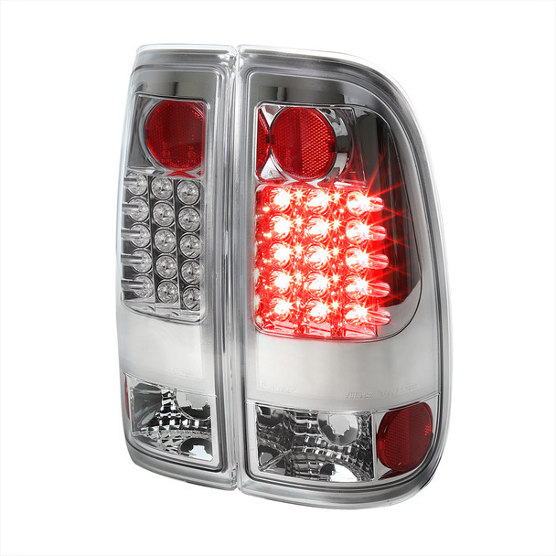 2008-2016 Ford F-250/F-350/F-450/F-550 Super Duty LED Tail Lights (Chrome Housing/Clear Lens)