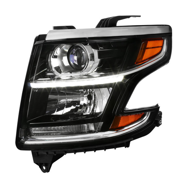 2015-2020 Chevrolet Tahoe Suburban/ 2016-2019 Suburban 3500HD LED Light Strip Projector Headlight - Driver Side Only (Matte Black Housing/Clear Lens)