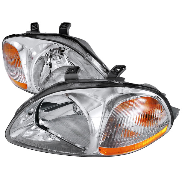 1996-1998 Honda Civic Crystal Headlights (Chrome Housing/Clear Lens)