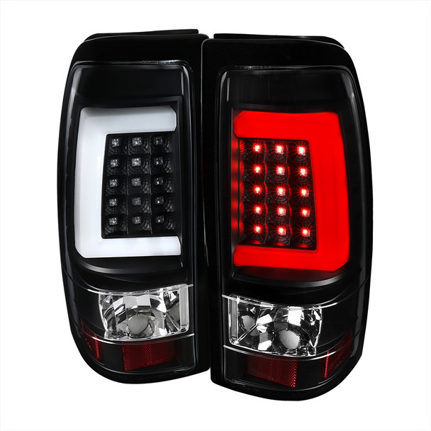 1999-2002 Chevrolet Silverado/ 1999-2006 GMC Sierra LED Tail Lights - G2 (Matte Black Housing/Clear Lens)