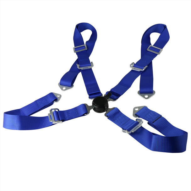 Universal Blue 4 Point Quick Release Camlock Racing Seat Belt Safety Harness