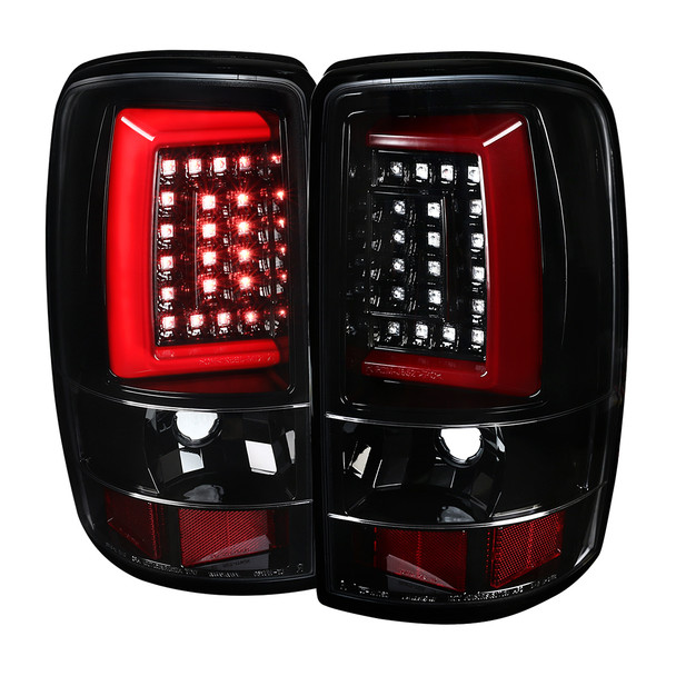 2000-2006 Chevrolet Suburban/Tahoe GMC Yukon/Yukon XL LED C Bar Tail Lights (Jet Black Housing/Clear Lens)