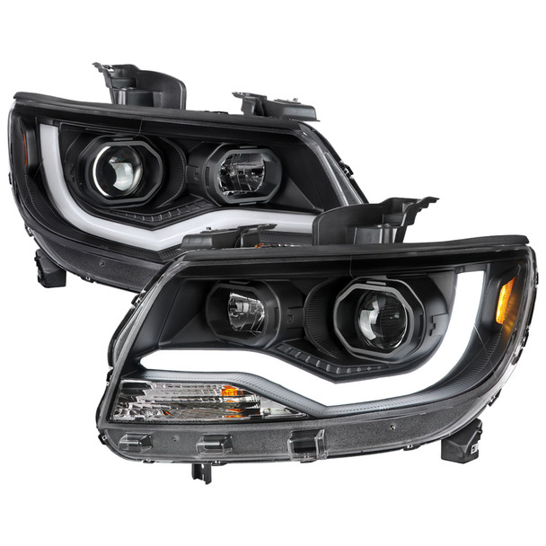 2015-2021 Chevrolet Colorado LED Bar Projector Headlights (Matte Black Housing/Clear Lens)