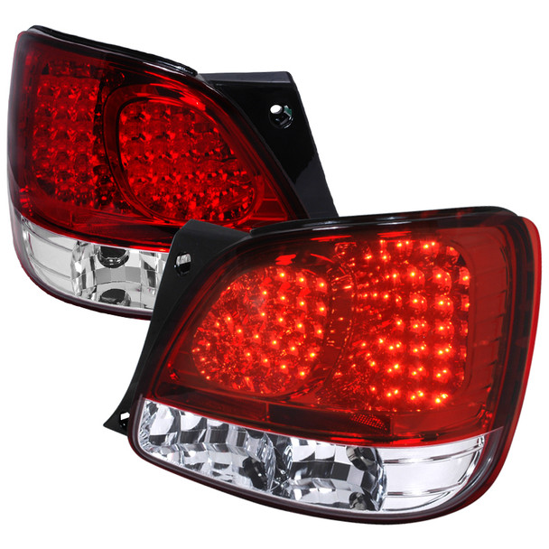 1998-2005 Lexus GS300/GS400/GS430 LED Tail Lights (Chrome Housing/Red Clear Lens)