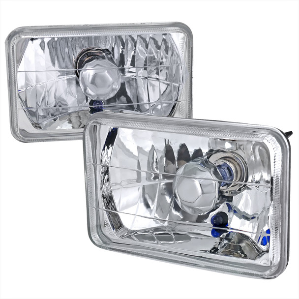 Universal 4"x6" H4 Crystal Headlights (Chrome Housing/Glass Lens)