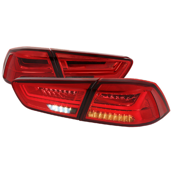 2008-2017 Mitsubishi Lancer/ 2008-2015 Lancer EVO Sedan LED Tail Lights w/ Sequential Turn Signal Lights (Chrome Housing/Red Smoke Lens)