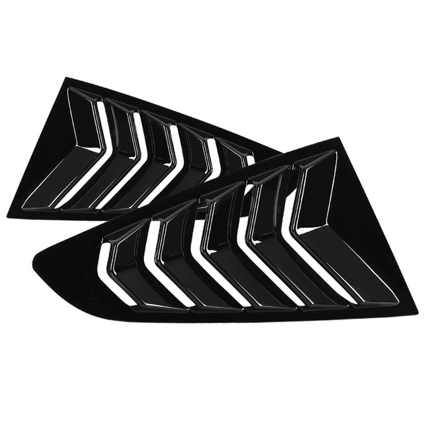 2015-2018 Ford Mustang Glossy Black ABS 5 Vent Style Quarter Window Louvers
