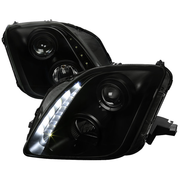 1997-2001 Honda Prelude Projector Headlights w/ SMD LED Light Strip (Black Housing/Smoke Lens)