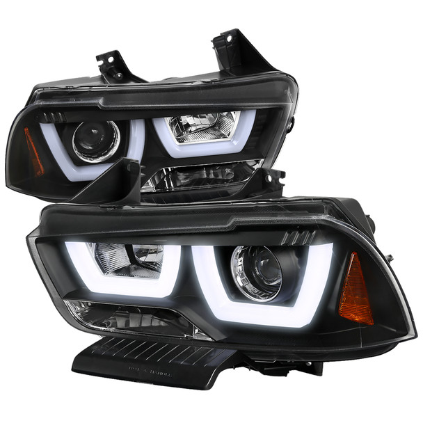 2011-2014 Dodge Charger Dual Halo Projector Headlights (Matte Black Housing/Clear Lens)