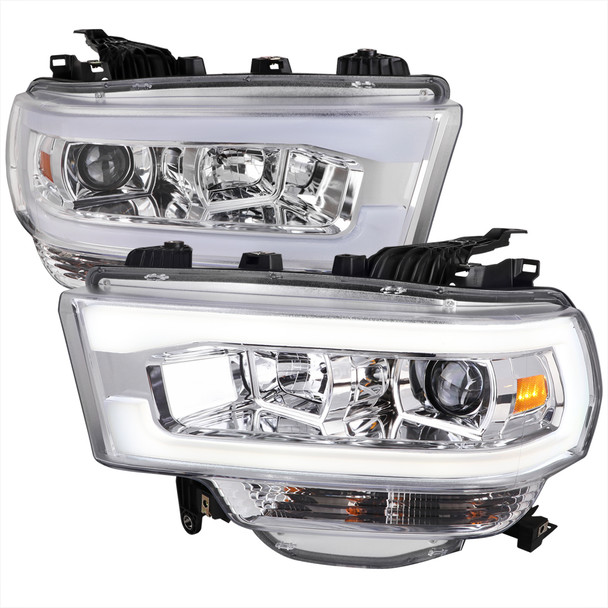 2019-2022 Dodge RAM 2500/3500/4500/5500 LED Tube Projector Headlights (Chrome Housing/Clear Lens)