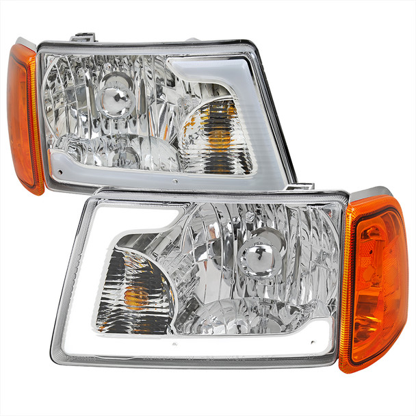 2001-2011 Ford Ranger LED Bar Factory Style Headlights w/Amber Corner Lamp (Chrome Housing/Clear Lens)