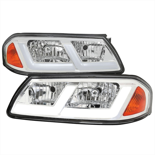 2000-2005 Chevrolet Impala LED Bar Factory Style Headlights  (Chrome Housing/Clear Lens)