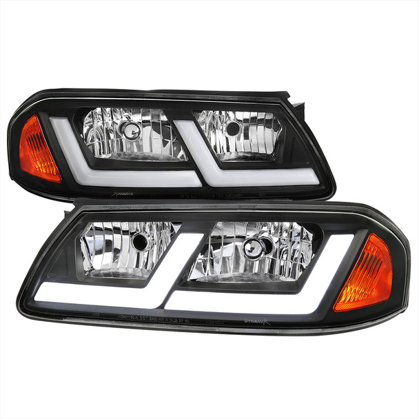2000-2005 Chevrolet Impala LED Bar Factory Style Headlights  (Matte Black Housing/Clear Lens)