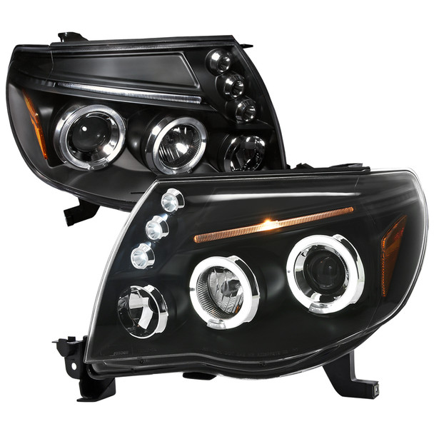 2005-2011 Toyota Tacoma Dual Halo Projector Headlights (Matte Black Housing/Clear Lens)