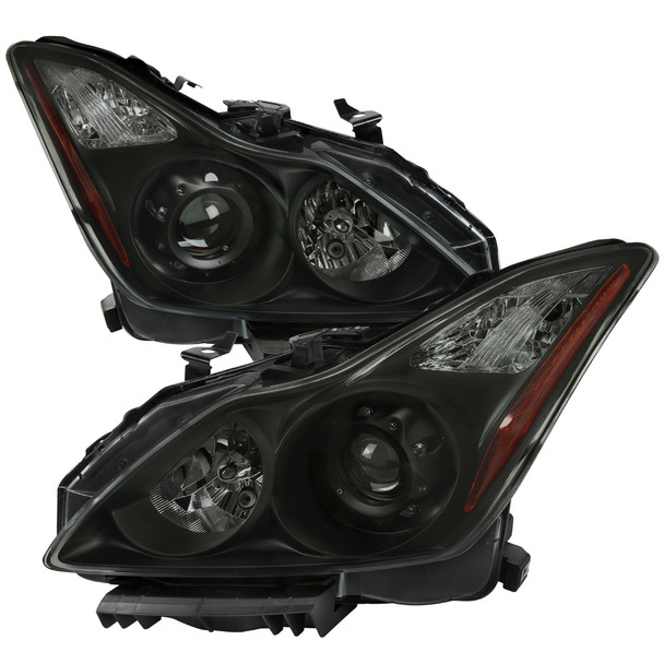 2008-2013 Infiniti G37/2014-2015 Q60 2 Door Coupe/Convertible Factory Style Projector Headlights (Matte Black Housing/Smoke Lens)