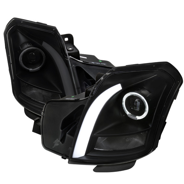 2003-2007 Cadillac CTS Halo Switchback Sequential LED Turn Signal Projector Headlights (Matte Black Housing/Smoke Lens)