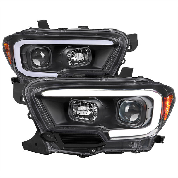 2016-2023 Toyota Tacoma Switchback Sequential LED C-Bar Projector Headlights (Matte Black Housing/Clear Lens)