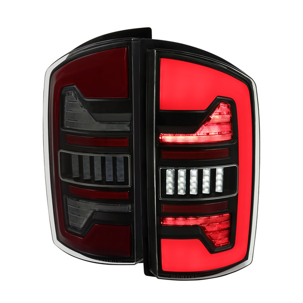2002-2006 Dodge RAM 1500/2500/3500 Red LED Bar Tail Lights (Matte Black Housing/Smoked Lens)
