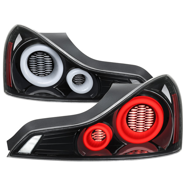 2008-2013 Infiniti G37/2014-2015 Q60 Coupe/Convertible LED Tail Lights w/ Switchback Sequential Turn Signals (Jet Black Housing / Clear Lens)