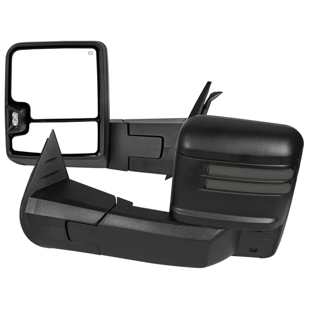 2007-2013 GMC Sierra Silverado 1500 Power Adjustable, Heated, & Manual Extendable Towing Mirrors w/ Smoked Lens LED DRL, Turn Signal and Clearance Lights