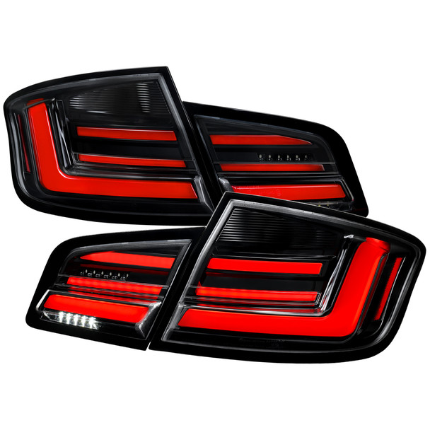 2011-2013 BMW 5 Series F10 Sedan Full LED Tail Lights with Sequential Turn Signal (Jet Black Housing / Clear Lens)
