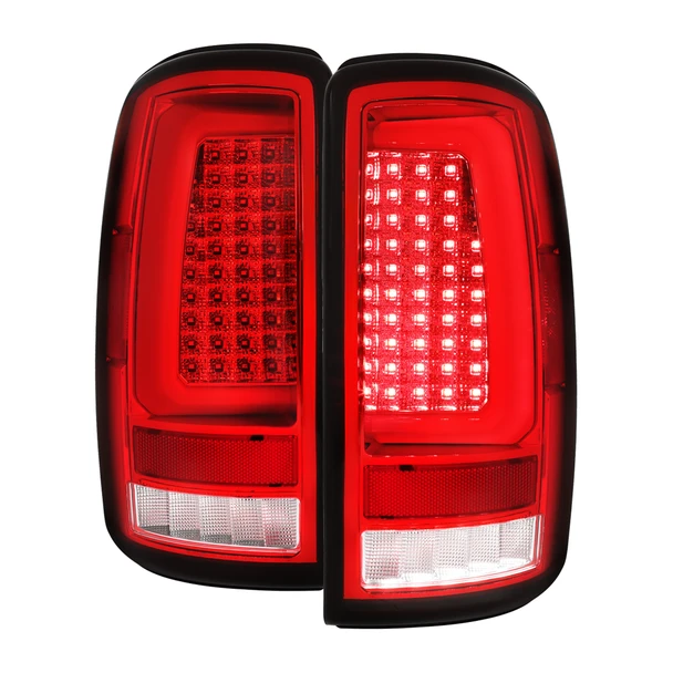 2000-2006 Chevrolet Suburban / Tahoe GMC Yukon / Yukon XL LED C Bar Tail Lights (Chrome Housing / Red Clear Lens)